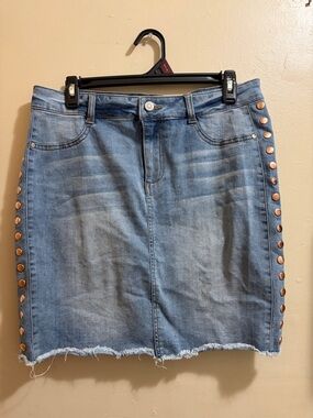 Studded Denim Mini Skirt - Light Blue